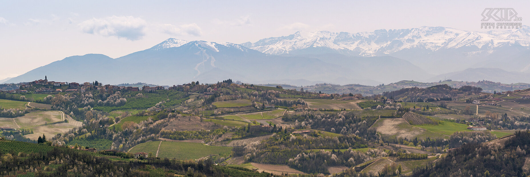 Langhe region Panorama image of Langhe region with many famous vineyards and picturesque villages on the hills Stefan Cruysberghs